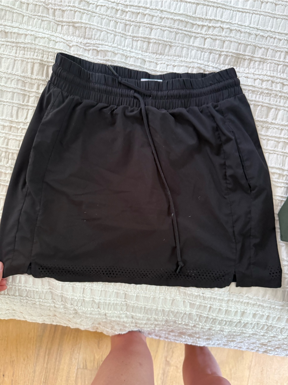 Black Drawstring Athletic Skirt